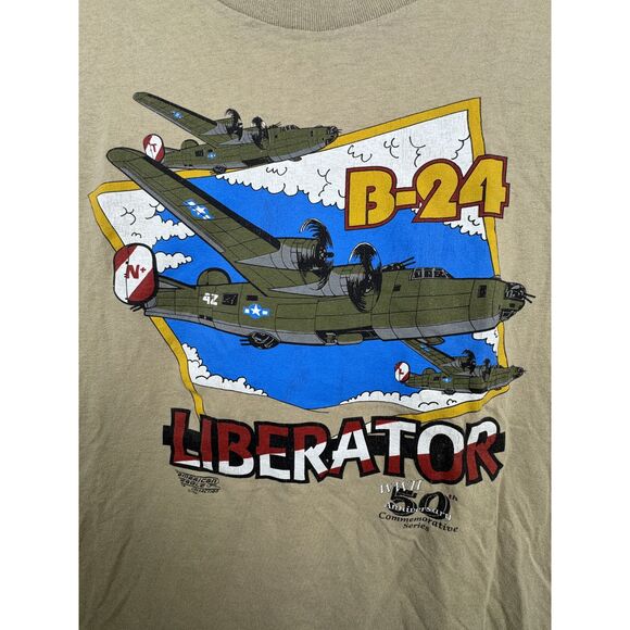 Vintage 90s B-24 Liberator Military Aircraft double sided shirt size large - Picture 11 of 12